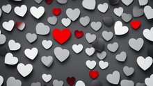  Pattern With Hearts A Collage Of Hearts In Different Sizes And Shades Of Gray, Except For  Bright Red Heart  