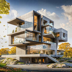 Fototapete - Contemporary house  with Modern innovative architecture style