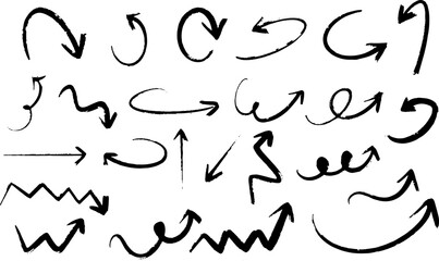 Poster - Set of vector grunge arrows. Set of black hand drawn arrows on a transparent background. Hand drawn arrows. Vector EPS 10