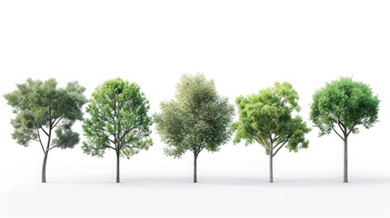 Wall Mural - Collection of trees isolated on white background