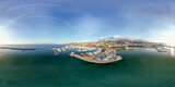 Fototapeta  - Sanremo, Italy. Aerial view of city skyline on a sunny afternoon. 360 degrees spherical images