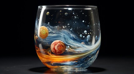 Wall Mural - A cosmos view inside a glass of water - Generative AI