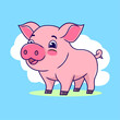 Cute Pig. Cartoon Vector Icon Illustration. Farm Animal  Isolated. Flat Cartoon Style