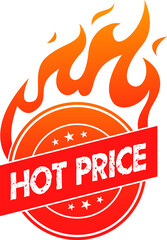 Wall Mural - Promotion label with fire flame, hot price deal