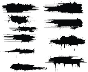 Wall Mural - vector Modern brush stroke grunge on white background- black painted brush stroke