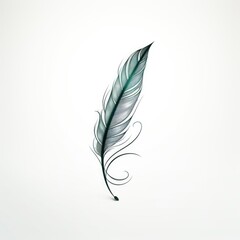 Sticker - Feather Quill tattoo design. Generative AI