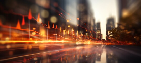 Blurred bokeh effect with stock market charts and banking visuals for design concepts