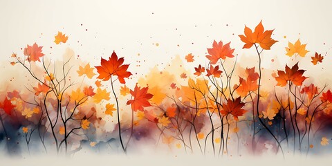 Poster - Watercolor abstract background autumn collection