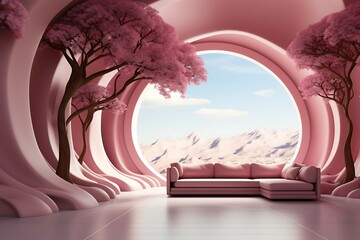 Poster - Pink 3D room Background