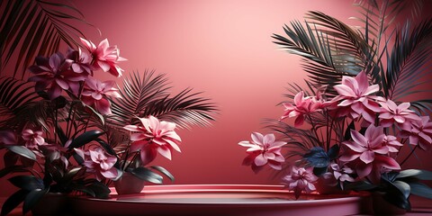Poster - Abstract pink color gradient studio background for product presentation