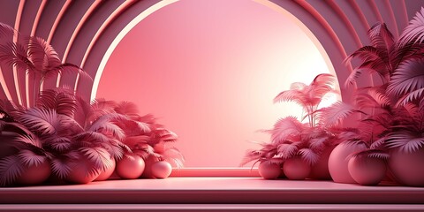 Poster - Abstract pink color gradient studio background for product presentation
