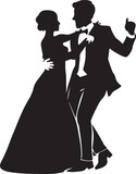 Fototapeta Sypialnia - Romantic Lovers Couple dancing romantically silhouette Illustration line art Design