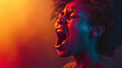 © Lila Patel - Powerful Portrait of an African American Woman Expressing Emotion and Shouting in Discomfort