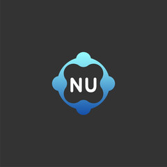 NU initial letter logo design abstract tech icon Vector Image