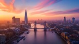 Fototapeta Londyn - city skyline at sunset