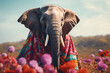 elephant with flower shawl