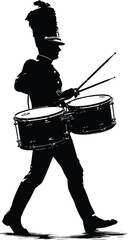 Wall Mural - Silhouette marching band percussion instrument player full body black color only