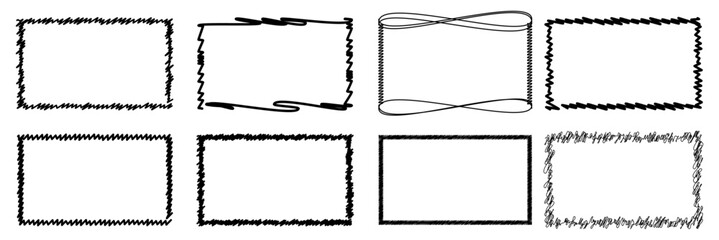Poster - set scribble rectangle frame. vector black outline scratches frame collection