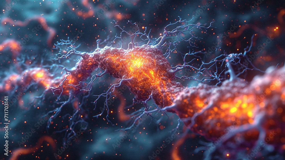A captivating visualization of nerve cells interacting within the ...
