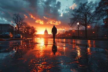 US Capitol building in Washington DC at Sunset