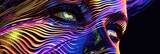 Fototapeta Dziecięca - Pop Art Illustration of a Face show Colorful Data Visualization created by Lines of Rubber - A Rainbow colored Blurry Body in the Style of Metallic Textures created with Generative AI Technology