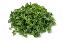Heap Of Fresh Cut Green Curly Kale Close Up Isolated On White Background