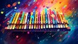 Abstract illustration of a colorful xylophone on a colorful background