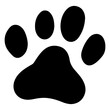 © hyam - Pet paw print vector icon. Dog or cat foot black paw animal