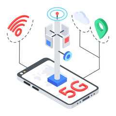 Canvas Print - 5g internet connection, isometric style icon 