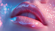 Glossy close up woman lips background. 