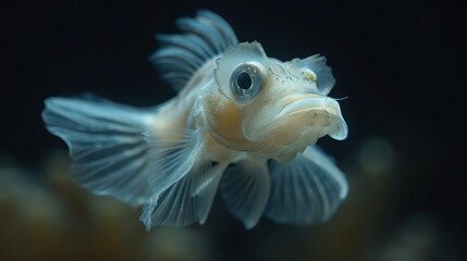 Wall Mural -  a close up of a fish's face with its eyes wide open and it's mouth wide open.