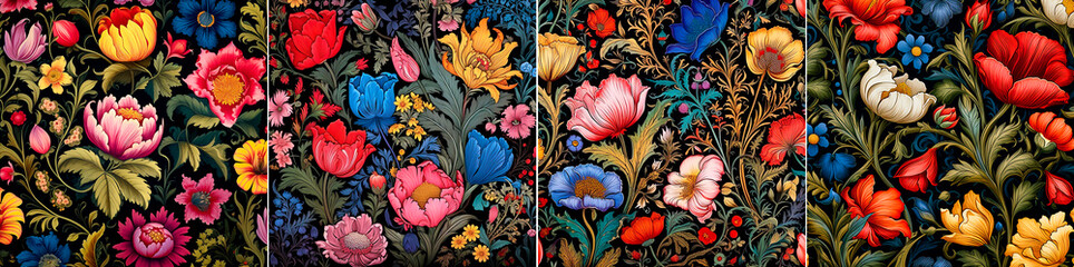 Wall Mural - Beautiful floral print with medieval style Ideal for adding elegance to any space High quality and detailed workmanship