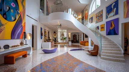 Canvas Print - Colorful room with stairs