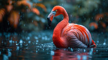 Color Red Flamingo Animal 3d Simple Background
