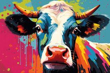 Colorful Pop Art Design Cow