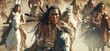 Native American warrior riding his horse into battle