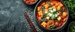 Korean food, Kimchi soup with tofu and pork in Korean stone pot.Generative AI