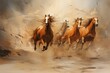 Whirling sandstorm horsemen, riding on gusts of wind with unrivaled speed - Generative AI