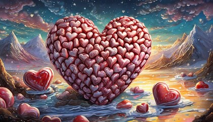 Wall Mural - heart shaped candies on white background