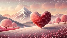 3d Pink And Red Heart Shape And White Dot On Sweet Pink Wallpaper With Copy Space Hand Drawn Illustration Raster Pattern Love Theme On Valentine S Day Concept Use For Product Display And Background