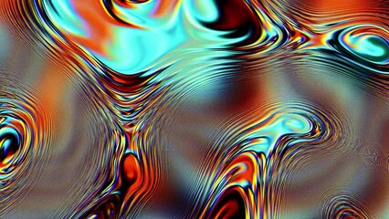 Aufkleber - 3D Animation 4k loop. Abstract colorful background of a looping animated iridescent reflective material with swirling texture, Abstract liquid surface