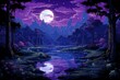 Tranquil moonlit ponds, reflecting the serenity of the night sky - Generative AI