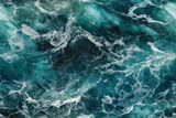 Fototapeta Sawanna - Top view of ocean waves in dark aquamarine and green, with realistic textures.