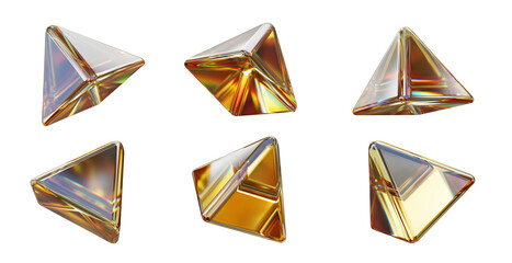Fototapete - Crystal geometry shape set isolated background 3d rendering 