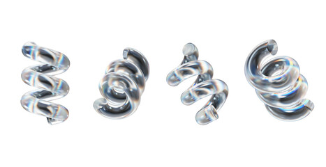 Fototapete - Crystal spring geometry shape set isolated background 3d rendering 