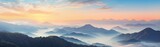 Fototapeta Natura - view of the mountains at sunset from the peak