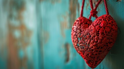 decorative red lace heart hang