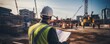 © Filip - Back shot of civil engineer who controls the construction process at the construction site.