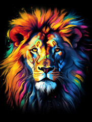  T-shirt design, a portrait of a majestic lion with a mane of swirling created with Generative Ai