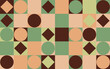 geometric background consisting of squares, circles and diamonds in different colours and randomly arranged, repeatable pattern